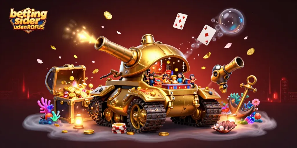 Experience thrilling betting sider uden ROFUS with a vibrant 3D casino tank illustration bursting with excitement.