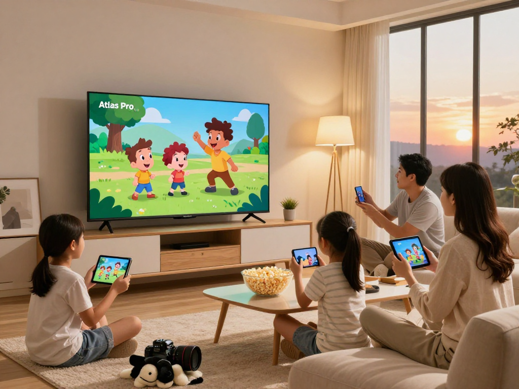 Profitez d'Atlas pro ontv avec votre famille devant la télévision en regardant des films.