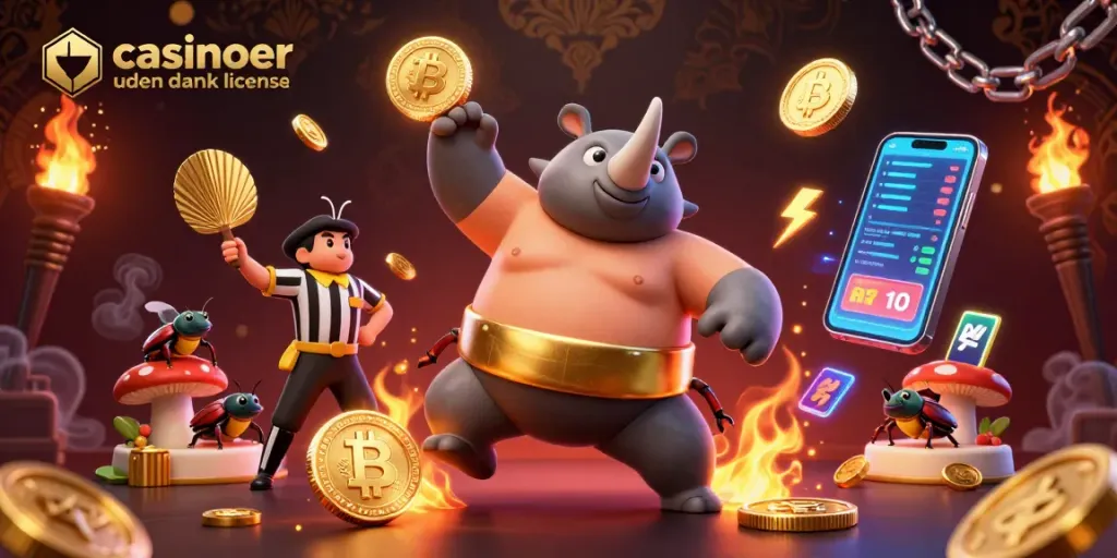 Engage in gaming excitement at casinoer uden dansk licens with a vibrant casino scene featuring dynamic characters!