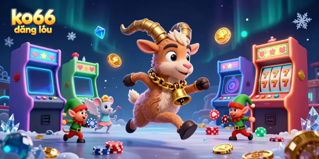 Engage in thrilling gameplay with ko66 đăng nhập at a vibrant holiday-themed casino scene.